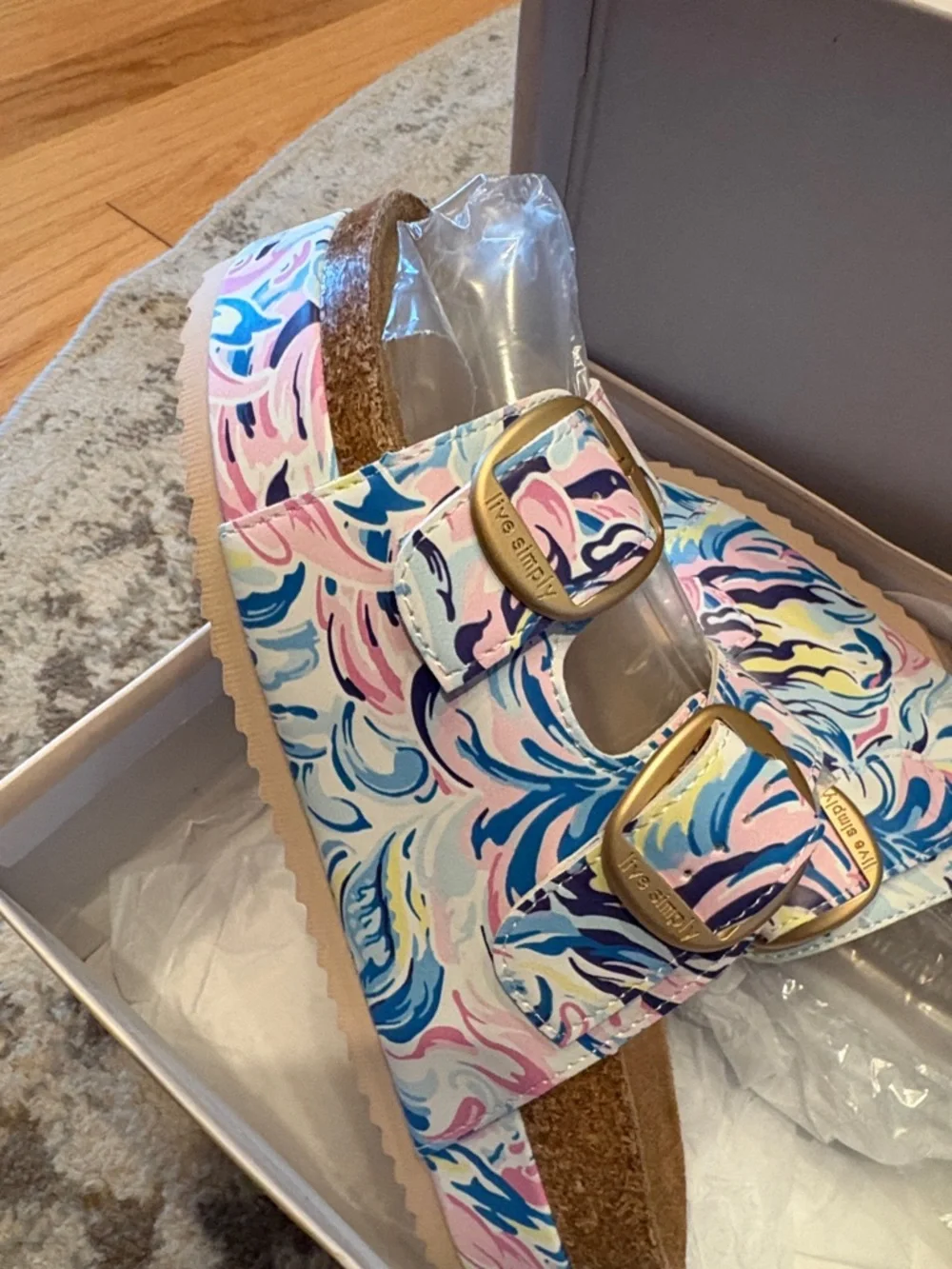 Lilly Pulitzer Pastel Swirl Double Buckle Platform Sandals - Picture 2 of 3